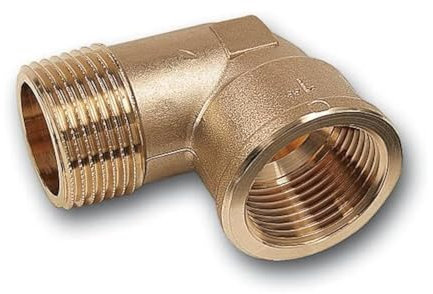 Sanitop-Wingenroth Winkel mit Typ 1/2“ Gewinde, Fitting mit Innen- und Außengewinde, 90 Grad, Gewindefitting für die Sanitärinstallation, Rotguss, 163101
