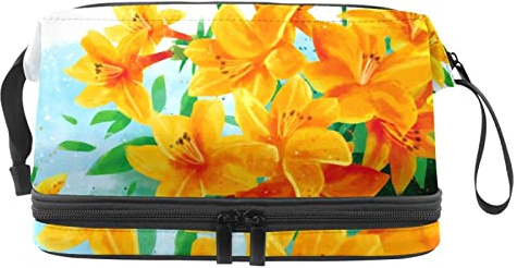 Large Capacity Travel Cosmetic Bag,Rhododendron Golden Hawk Flower,Makeup Bag,Waterproof Makeup Bag Organizer