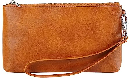 DingGuagua Sac de Poignet Sac à Main pour Hommes Business Casual PU Cuir Pochettes Portefeuille pour Loisirs Bureau et Organiseur à glissière pour pièces de Monnaie,brun