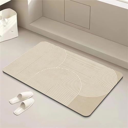 Badezimmerteppich, Badematte, Badteppich, Badvorleger, Badematte Rutschfest, Duschvorleger, Badteppich Rutschfest Waschbar, Badematten, Teppich Badezimmer, Bathroom Mat, Bad Teppich Beige60x90cm