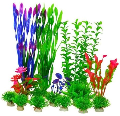 HhBdy Set Mit 16 Aquariumpflanzen Künstlichen Gemischten Farben Simulierte Wasserpflanzen Kunststoffdeko für Aquarium Künstliche Fischpflanzen Kann für Die Dekoration Von Aquarien Verwendet Werden