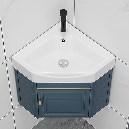 Badezimmer-Waschtisch, Wandwaschbecken, Schrank mit Keramikwaschbecken, kleines Eckwaschbecken, Waschbecken- und Schrank-Kombinationsset mit mat