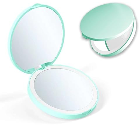 Giazee LED Lighted Compact Mirror, 1x/2x Magnifying Travel Makeup Mirror, Portable and Lightweight, Perfect for Handbags and On-the-Go Beauty