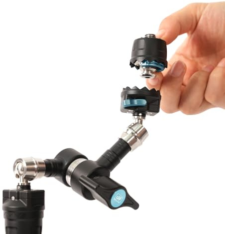DFCINE Magic Arm - Supporto per fotocamera, braccio articolato in acciaio inox con sgancio rapido, perni anti-torsione e rosetta per fotocamera/monitor/LED, ecc., vite da 1/4 e 3/8, carico utile 6