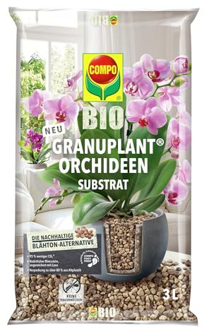 COMPO Bio GRANUPLANT® Orchideen Pflanzgranulat 3 L, natürlicher Bimsstein, Keine Trauemücken, nachhaltige Alternative zu Blähton, grau/beige