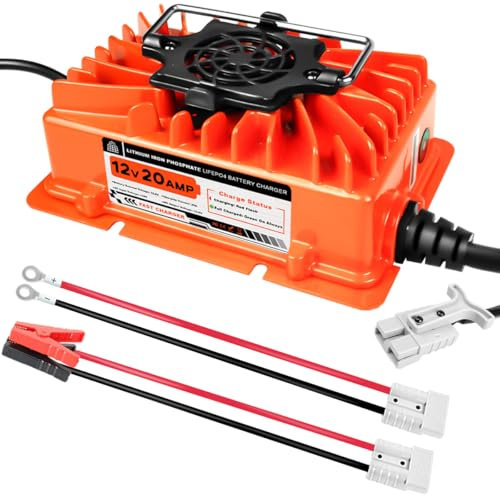 Chargeur de batterie au lithium 12 V 20 A 14,6 V Smart LiFePO4 avec connecteur Anderson pour batteries rechargeables au lithium fer à décharge profonde