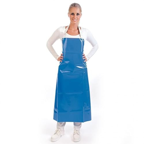 FRANZ MENSCH 5 Stück Hygostar Latzschürzen 300 my | PU, blau, L: 110cm, B: 90cm, Einweg-Latzschürze, Schutzschürze, Fleischerschürze