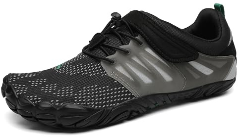 SAGUARO Scarpe Barefoot Uomo Donna, Scarpe Minimaliste A Piedi Nudi per Trail Running Trekking Palestra, Punta Ampia e Suola Piatta Nero Grigiastro, 45 EU