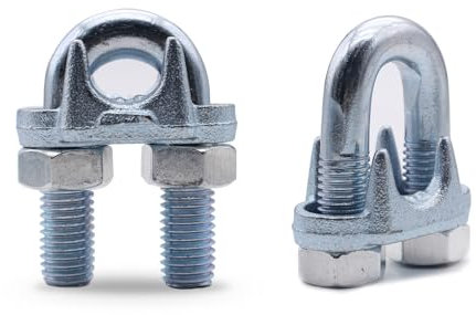 Abrazadera de cuerda de alambre de 3/8 pulgadas, abrazadera de clip de cable de cuerda de alambre resistente, clips de cuerda de alambre chapados en zinc, 4 piezas (M10)