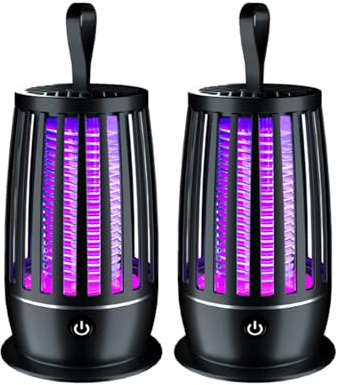 Anti - moustique, anti - moustique 2 - en - 1 avec lampe UV et lampe d'éclairage, 360 ° attire les insectes volants bourdonnants pour une utilisation en intérieur - noir. (2 pièce)