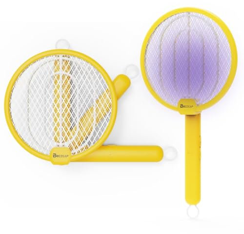 Racchetta Zanzare Elettrica, Paletta Mosche 4000V 1500mAh USB Di Ricarica, Racchetta Zanzare Elettrica Pieghevole Insetti Scacciamosche Portatile e Lampada UV per Casa Giardino Cucina e Esterno