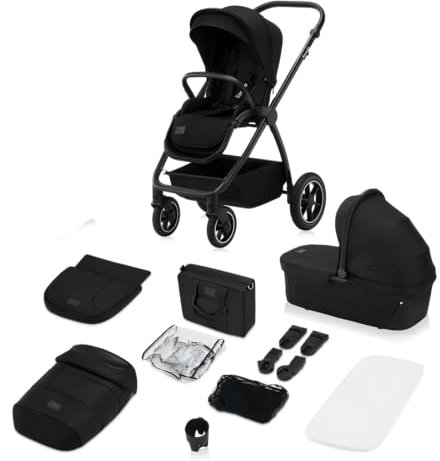 LIONELO MERIL 2-in-1 Buggy Kinderwagen 0-48 Monate bis 22 kg, XXL-Babywanne bis 9 kg, große 360°-Geländeräder, Verstellen der Rückenlehne bis zur Liegeposition, Vollfederung, XXL-Verdeck