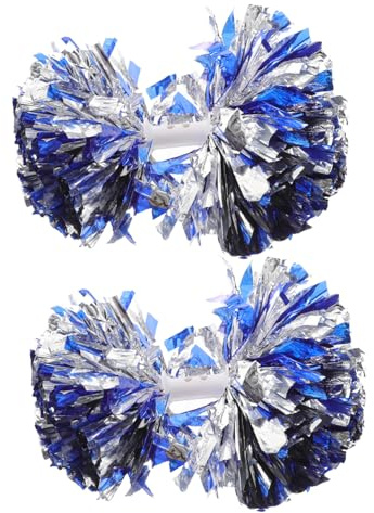 MOBUTOFU 2stücke Blaue Und Weiße Pompons Für Cheerleading-Performance Tanzteam-Requisiten Hand-metallbälle Mit PVC-bezug Für Sportspiele Und Partys
