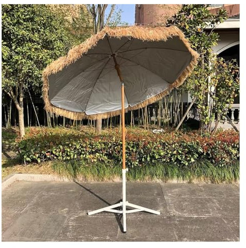 OOMRNV Outdoor-Schirm Garten Terrasse Sonnenschirm Regenschirm Rund Stroh Bast Regenschirm Strand Balkon Regenschirm Ohne Basis Garten Sonnenschirm,A-2m