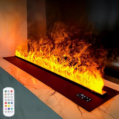 Camino elettrico a vapore acqueo 3D,camino con effetto fiamma a LED multicolore,umidificatore per camino con riempimento automatico dell'acqua,telecomando/touch control,per casa hotel,100cm/39.3in