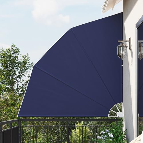 Tidyard Balkon Sichtschutz Marineblau 210 x 210 cm Stoff, Balkonmarkise faltbar Sichtschutz Sonnenschutz Sonnensegel für Balkon Terrasse