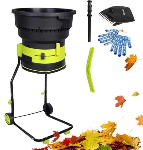 Biotrituradora Eléctrica 2500W Con Bolsa Y Ruedas, Trituradora De Hojas Jardín 8000 RPM, Compostaje Rápido, Seguridad Bladeless, Protección Contra Sobrecarga(Powercordx60m)