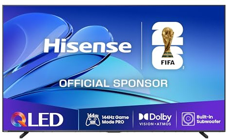 Hisense 98E7Q - QLED Smart TV 98 Pulgadas, Modo Juego Pro 144Hz, Subwoofer Integrado, Dolby Vision, Dolby Atmos, Modo Deportes, Monvimiento Suave IA, Bluetooth y HDMI 2.1, Control por Voz Alexa
