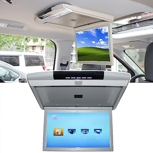 1080P Car Overhead Monitor - Full HD Digital TV Ceiling Player with Remote Control, 17.3in Screen, HDMI, IR, FM, USB, SD, Compatible with 12V/24V Vehicles