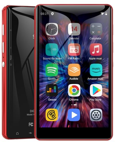 SWOFY 80GB MP3 Player with Bluetooth and WiFi, 4.0 Inch Touchscreen MP3 MP4 Player portablem Stereo, FM-Radio, Recorder, E-Buch & Browser (Schwarz) (Rot)