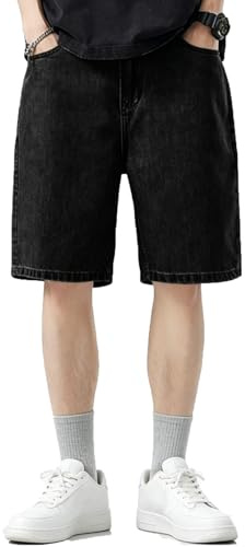 PADOLA Vaqueros Cortos para Hombres Jeans Shorts Pantalones Ajuste Holgado Bermuda Pantalones Cortos