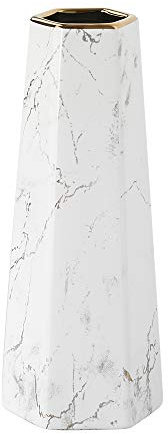 Vaso da fiori in ceramica con finitura in oro bianco, 30,5 cm, decorazione per la casa e centrotavola vaso per amici e familiari, Natale, matrimonio, addio al nubilato