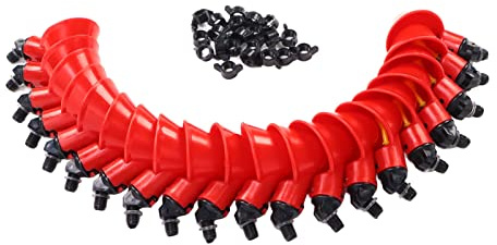 Abbeveratoio Automatico per Polli, Set da 20 Pezzi, Ciotola per Pollame e Uccelli, Plastica, Rosso