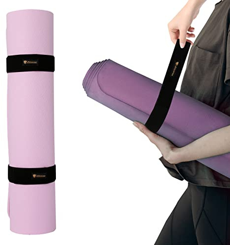 Aolamegs 20x2 Elastic Yoga Mat Strap-2 Pack Hook and Loop Tie Down Straps 2 Inch Wide,Heavy Duty Bungee Straps,Stretchable Wrapper,Wrap Organizer for Yoga/Workout/Exercise/Fitness/Pilates Mat Storage