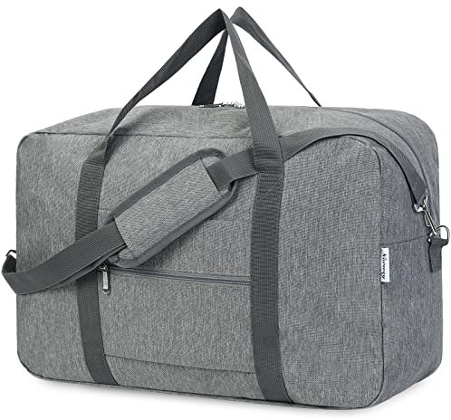 Narwey Handgepäck Tasche für Flugzeug Faltbare Reisetasche Damen Weekender Bag Sporttasche Damen Herren Handgepäck Koffer Groß 40L(Grau)
