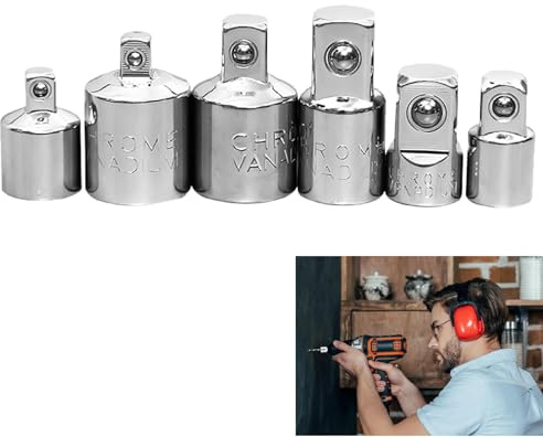 GNAUMORE Set di Adattatori per Bussola,Adattatore per Bussola,Set di Adattatori per Cricchetto,Set di Adattatori,da 1/4 a 3/8, da 3/8 a 1/4, da 3/8 a 1/2, da 1/2 a 3/8, da 1/2 a 1/4, da 1/4 a 1/2 6PC