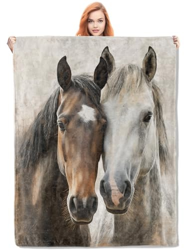 VANZEV Horse Blanket,Animal Flannel Throw Blankets,Soft Warm Lightweight Cozy Plush Horses Throws for Bedroom Sofa Home Decor Gifts for Women Girls 50x60