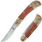 FULLHI 3.2 Jagdmesser, Retro-Stil graviert Messing Rosenholz Griffe, Taschenmesser Obst Messer Carving Messer für Thanksgiving Weihnachten Geschenke, Männer, Frauen