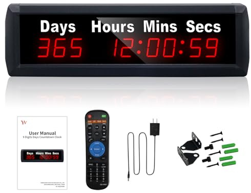 YZ LED Countdwon Timer 999 Tage,Countdown Kalender, Timer Digital | Digitaler Tageszähler, mit Fernbedienung, 12/24H Echtzeit, Countdown Rente, Countdown Uhr für Hochzeit, Urlaub, Geburtstag