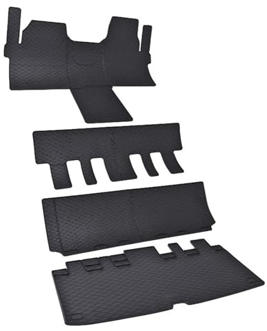 F906226-905854-906042-223B Passgenaue Gummimatten kompatibel mit Tourneo Custom 8-Sitzer ab 2024 + 2 Reihen + Kofferraum