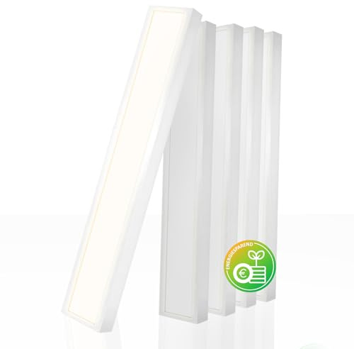 5x LED Anbaupanel 120x15 cm 4000K Neutralweiß UGR19 Aufbaurahmen | 13W 2080lm Rasteranbauleuchte Aufbaupanel Deckenleuchte flimmerfrei BLt