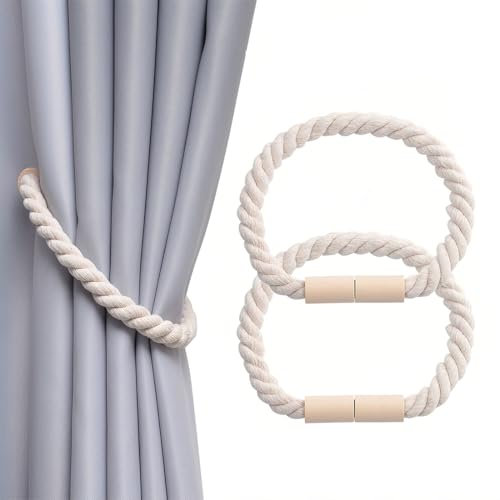 Calamite per Tende, Fermatenda Magneti, Resistenti per Tende da Rsterno in Cotone Intrecciato a Mano, Fermatenda per Tende Confezionate