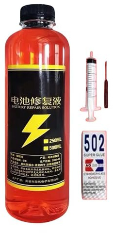 Battery Restore - Solución líquida de 500 ml, solución ácida de batería para renovación de batería, ácido limpiador de terminales líquidos, agua desionizada de almacenamiento destilada