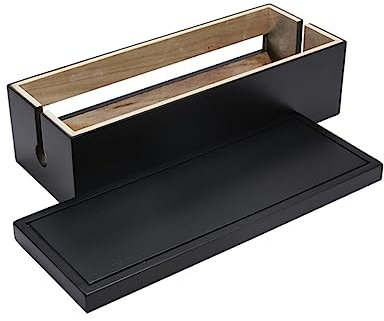 Black Wooden Cable Organizer Box for Wire and Socket Management