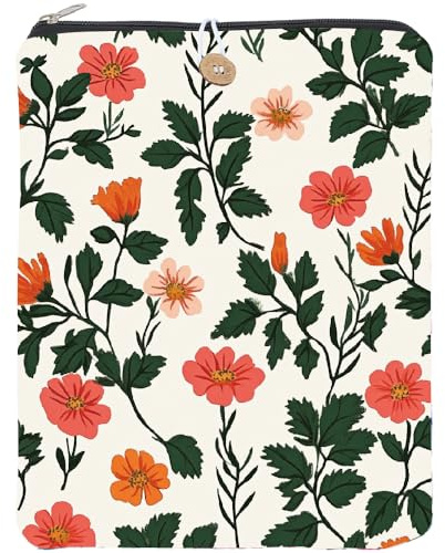 CRASPIRE Funda Floral para Libro Cubierta Poliéster 114 x 94 Pulgada Impermeable Lavable Cremallera Y Botón para Cuadernos Tapa Dura Útiles Escolares para Estudiantes
