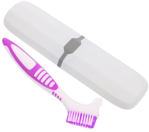 GOOHOCHY Portátil para Limpieza de Dentaduras con Cepillo Doble Cara y Estuche de Almacenamiento Diseño Compacto para Viaje y Cuidado Dental Eficaz