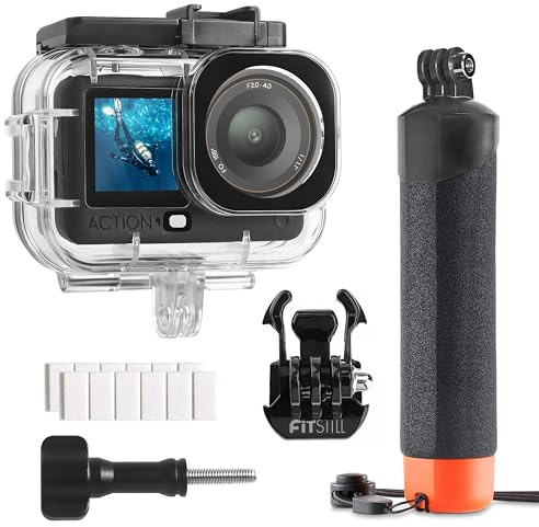 FitStill 60M/196FT Waterproof Housing for DJI OSMO Action 6, Waterproof Housing + Buoyancy Handle for Underwater Shooting DJI Action 6 Protective Accessories