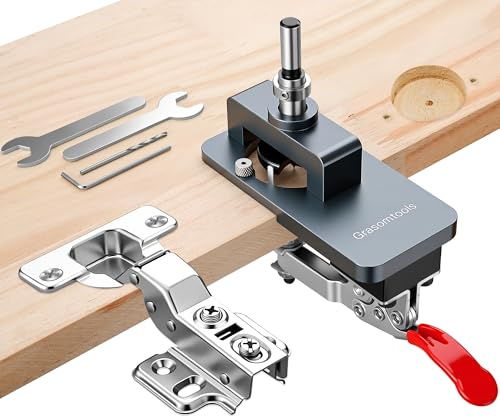 35 mm Metall Jigg för Dolda Gångjärn med Snabbklämma, Exakt Borrguide och Hålöppnare, Professionellt Verktyg för Snickeriverksamhet för Dörr- och Skåpgångjärn