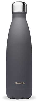 Qwetch - Bouteille Isotherme Originals Gris 500ml - 24h Froid et 12h Chaud - Etanche, Sans BPA & Réutilisable - Gourde inox isotherme pour Sport, Voyage, Bureau, Randonnée