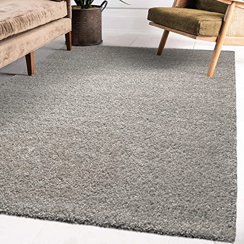 Impression Wohnzimmerteppich - Hochwertiger Öko-Tex zertifizierter Flächenteppich - Solid Color Teppich Hellgrau - Größe 60x110