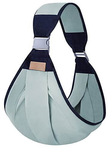 WPHH Babytrage, Tragbarer Verstellbarer Baby Wrap Carrier, Ergonomischer Babytragetasch Für Neugeborene Bis Kleinkinder, Atmungsaktive Baumwoll Kindertrage Für Die Ganze Saison,Grün