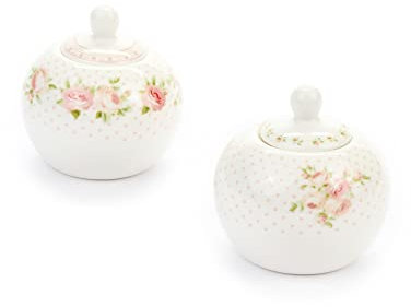 NUVOLE DI STOFFA Azucarero ANNETTE porcelana flores rosas 2 variantes 3,5x5,5x7 B