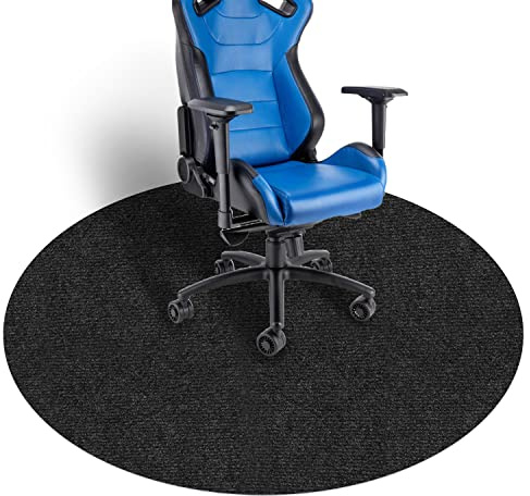 Tappetino protettivo per sedia da ufficio, tappetino per sedia da gioco, 120 x 120 cm, rotondo, per pavimenti duri, versione migliorata, grande tappeto antiscivolo multiuso per la casa (nero)