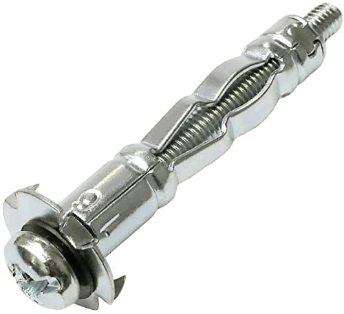 AERZETIX - C57423 - Uppsättning av 10 Ø8x38mm expansionsklämmor för gipsskivor metallkropp - med skruv M4 - torr skiljevägg - silverfärgad
