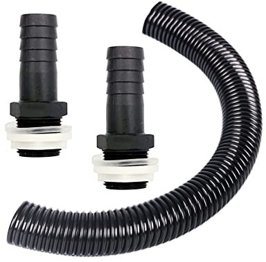 Water Butt Connector Pipe Link Kit for Downpipe,25mm Water Butt Connecting Kit for Joining 2 Water Butts,Rain Barrels,Water Tanks Together - 0.5M Flexible Water Butts Connection Hose Pipe & Fittings