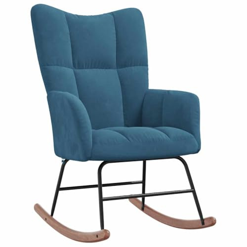 vidaXL Sedia a dondolo per interni, soggiorno, camera da letto, ufficio, poltrona a dondolo, relax, altalena, salotto, mobili per la casa, velluto blu